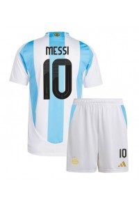 Argentiina Lionel Messi #10 Jalkapallovaatteet Lasten Kotipeliasu Copa America 2024 Lyhythihainen (+ Lyhyet housut)